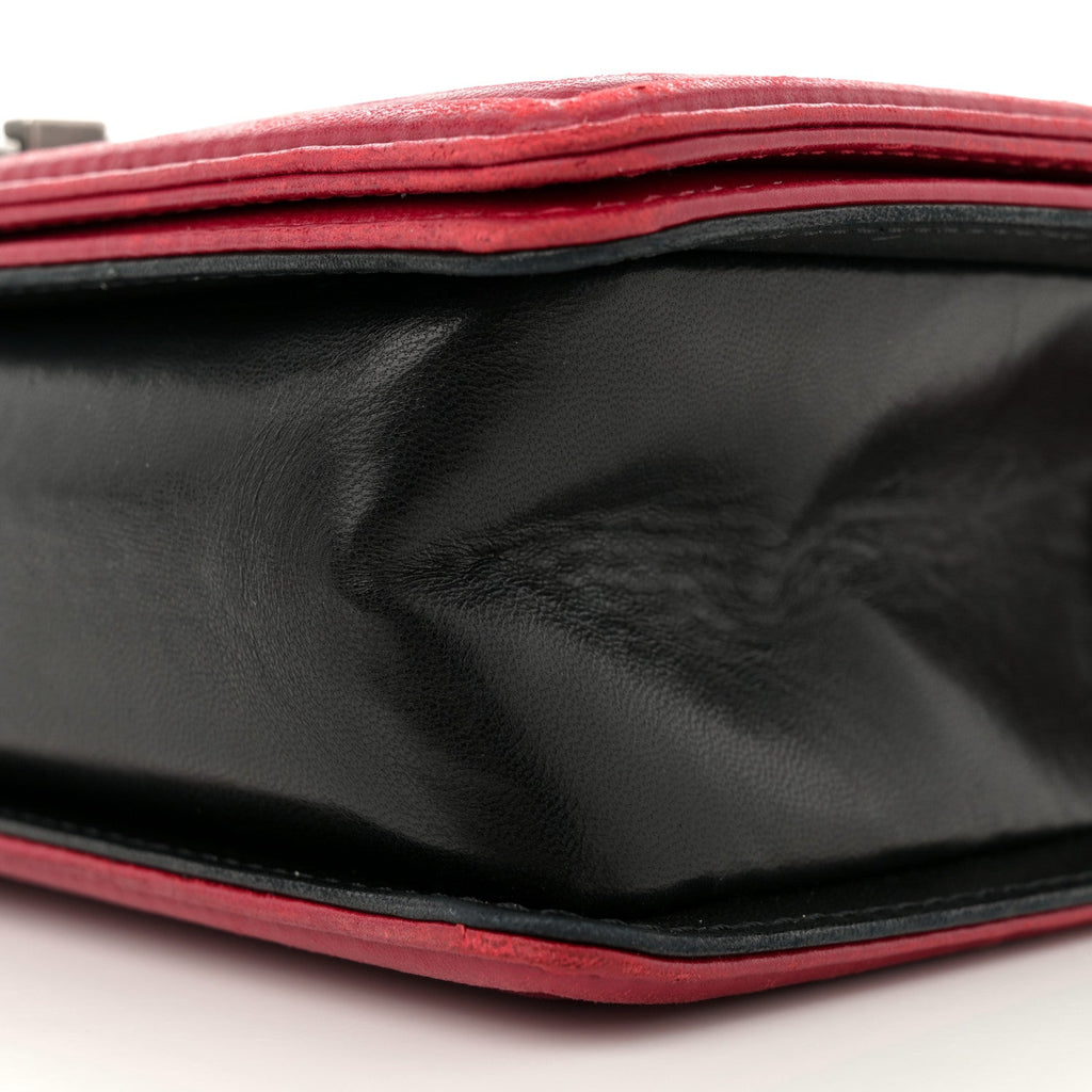 Lambskin Quilted Medium Boy Flap Black Red