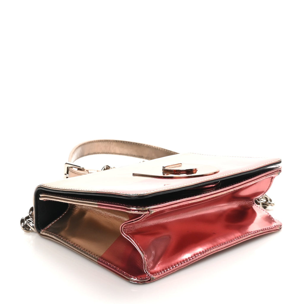 Metallic Glazed Calfskin Diorama Club Bag Rose Gold Pink