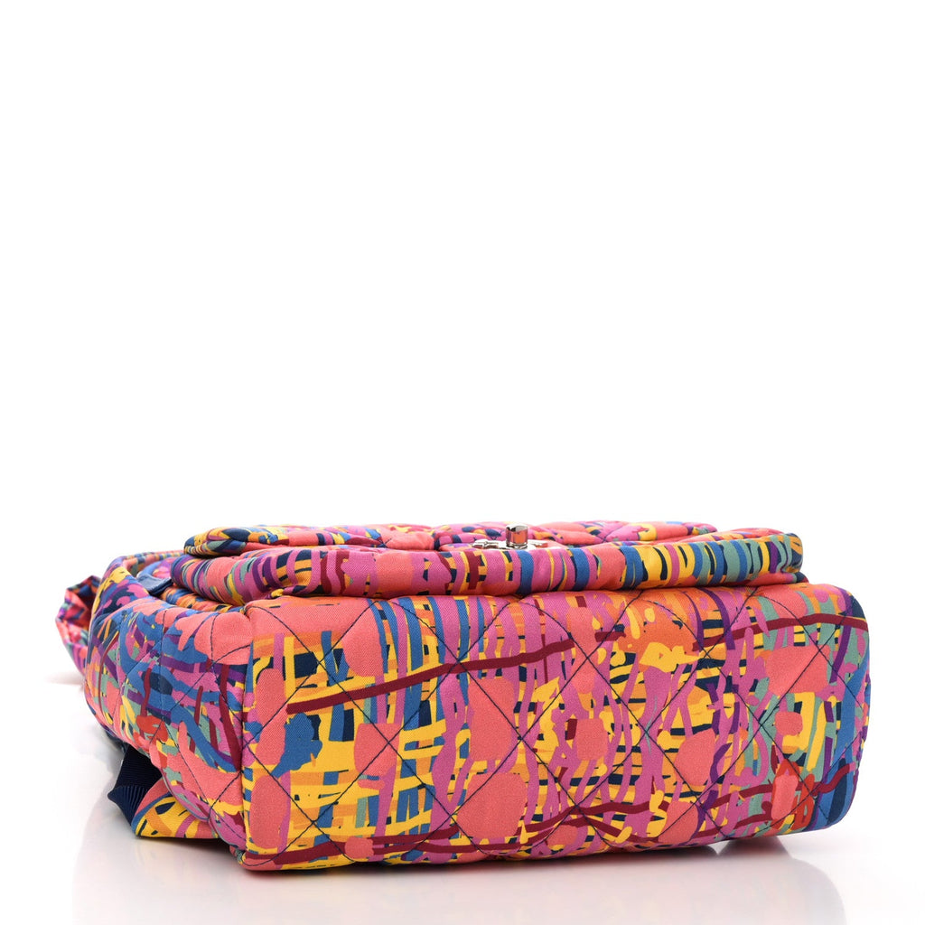 Foulard Fabric Quilted Printed Backpack Pink