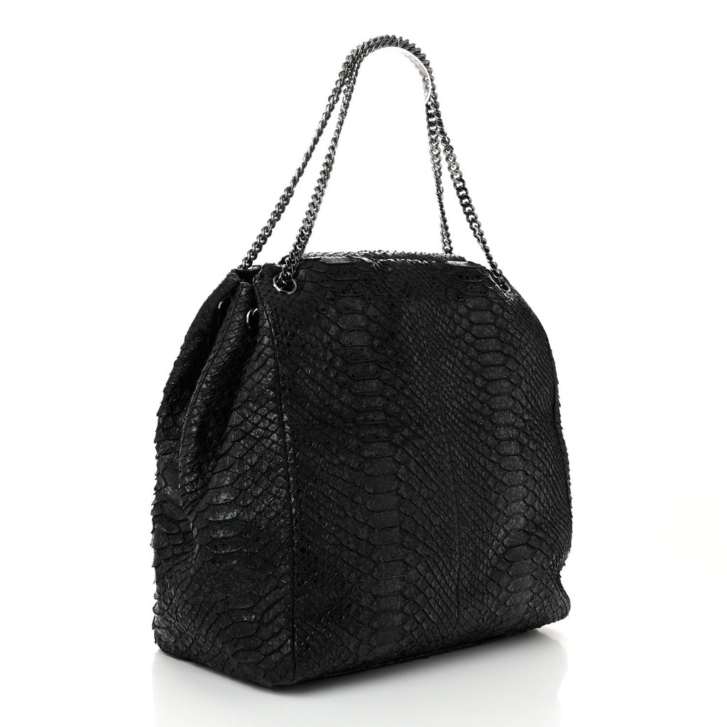 Snakeskin Accordion Tote Black