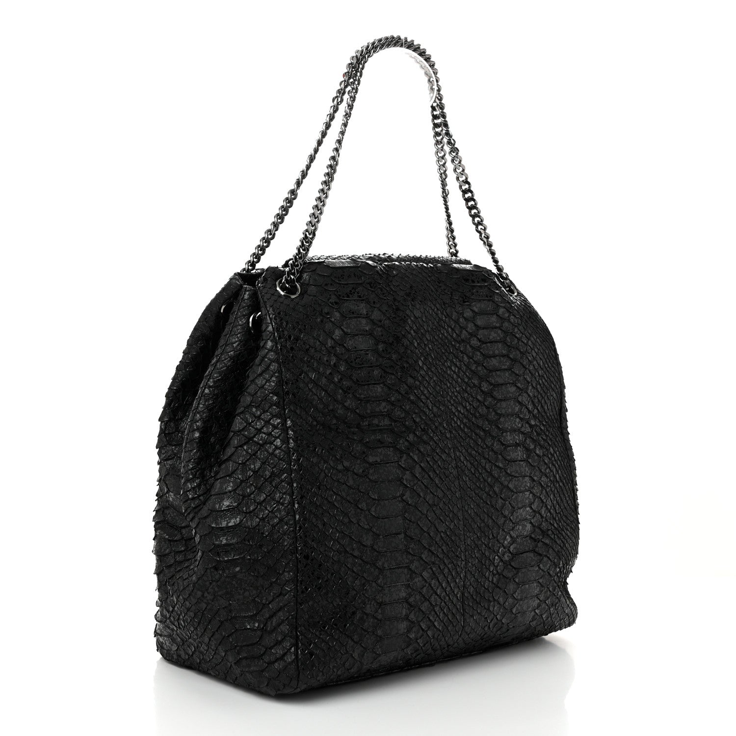 Snakeskin Accordion Tote Black
