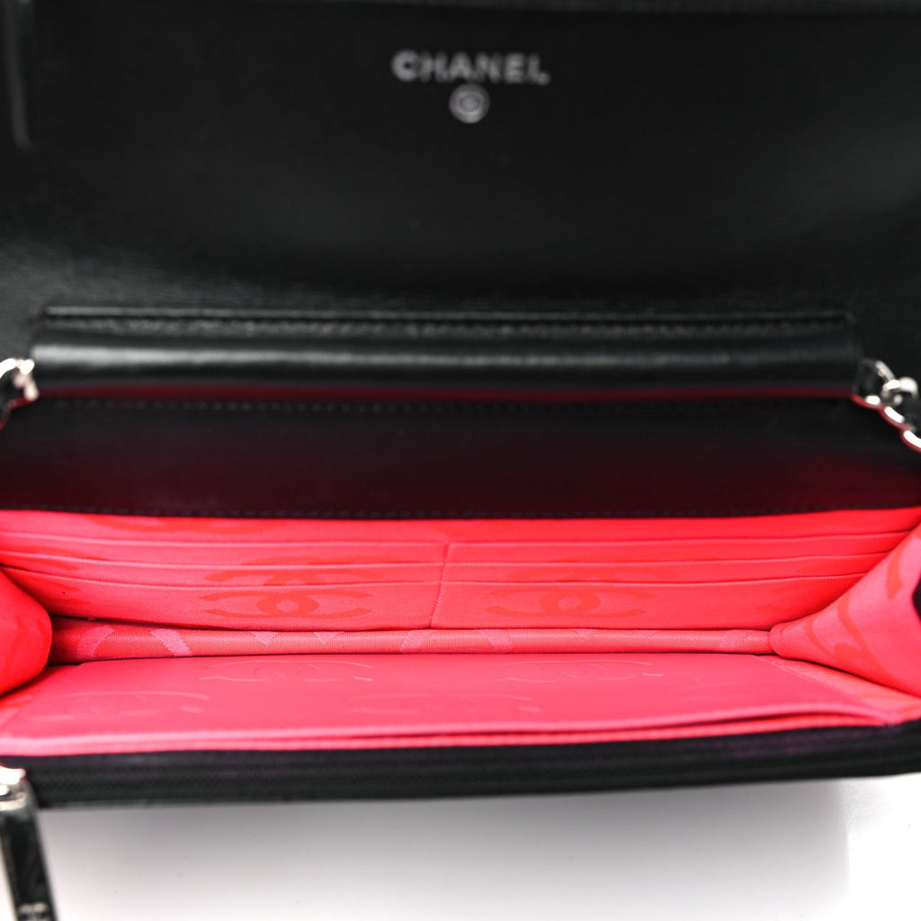 Calfskin Quilted Cambon Wallet on Chain WOC Black