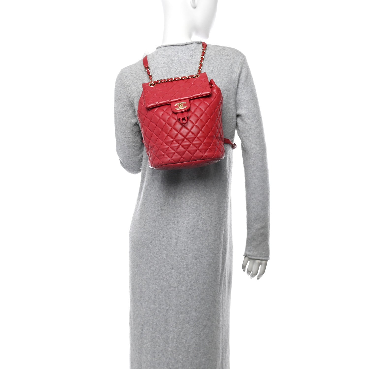 Lambskin Quilted Small Urban Spirit Backpack Red