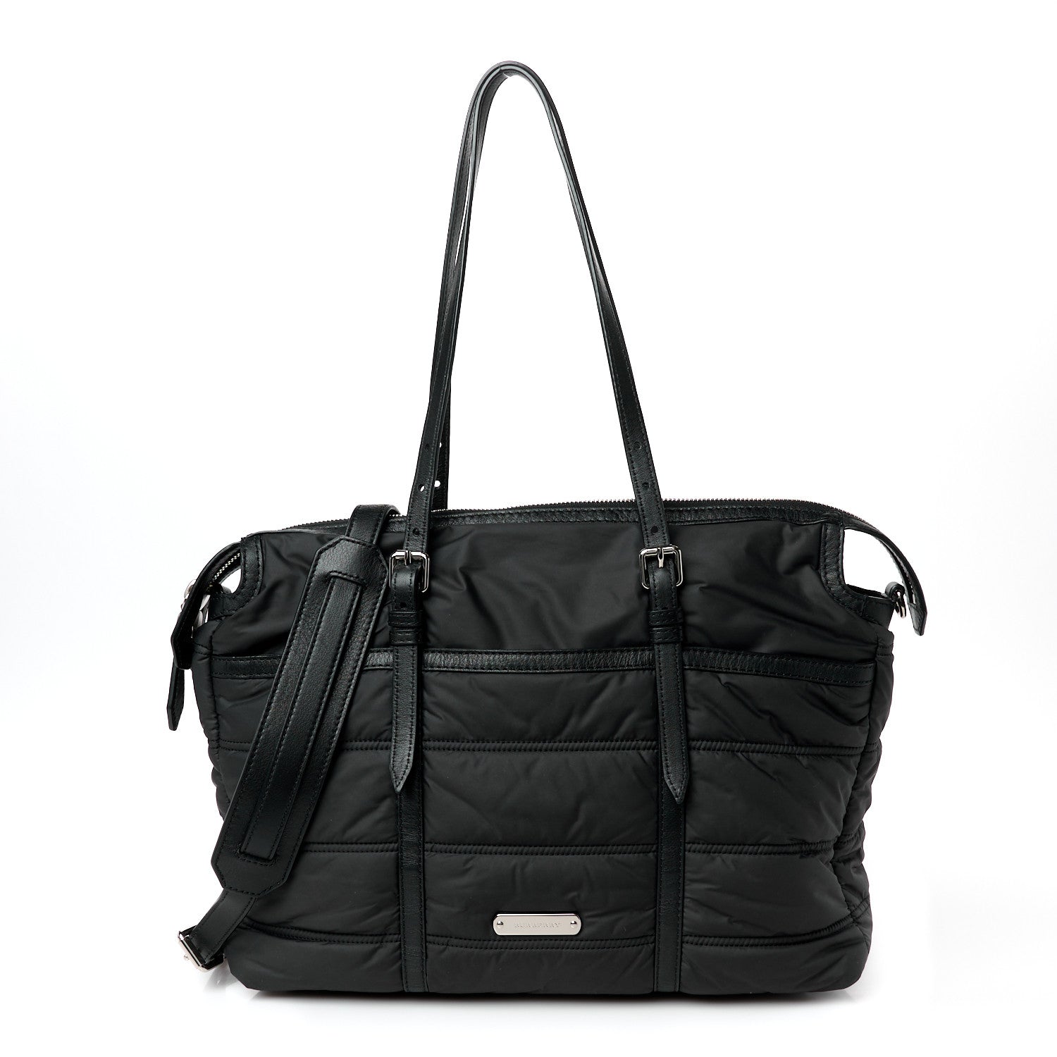 Nylon House Check Quilted Abbey Diaper Bag Black
