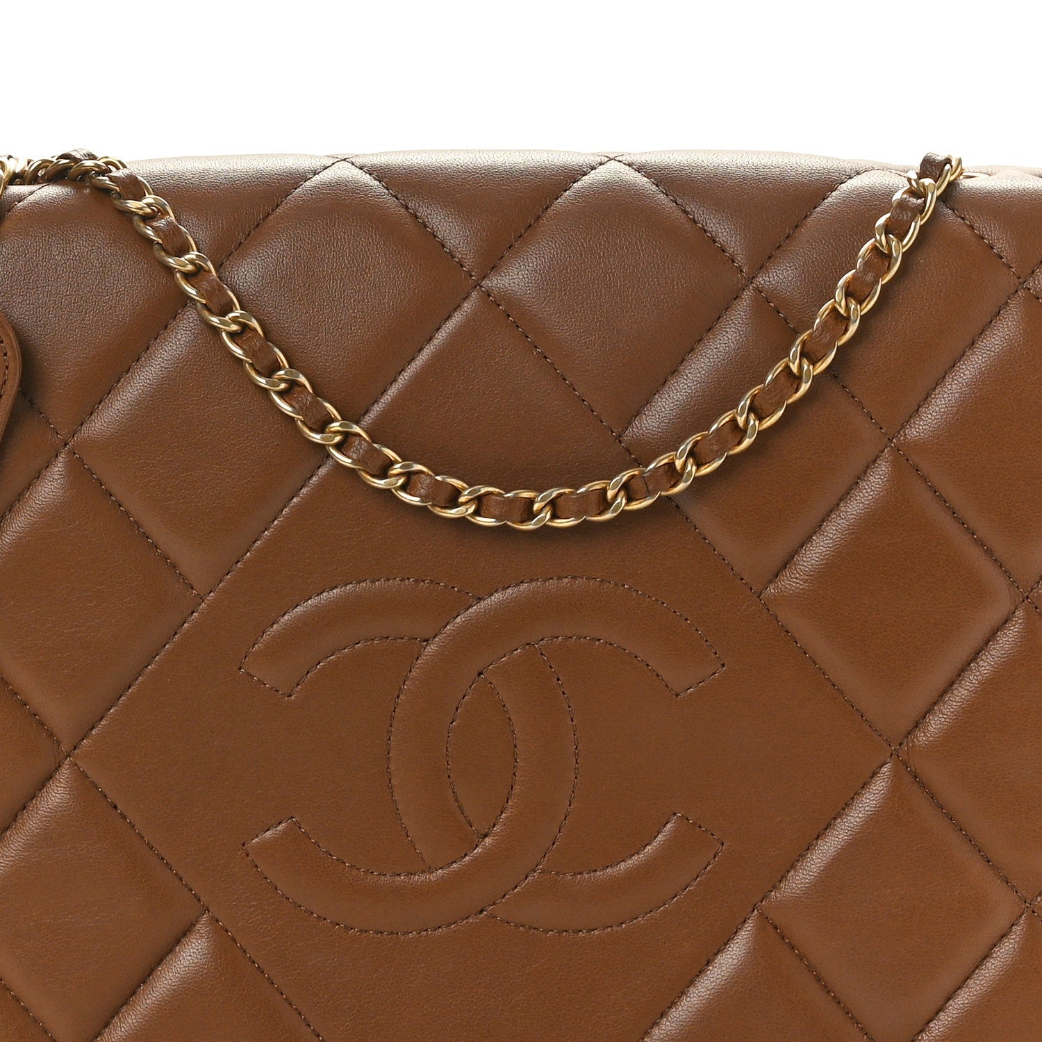 Lambskin Quilted Medium Diamond CC Flap Brown