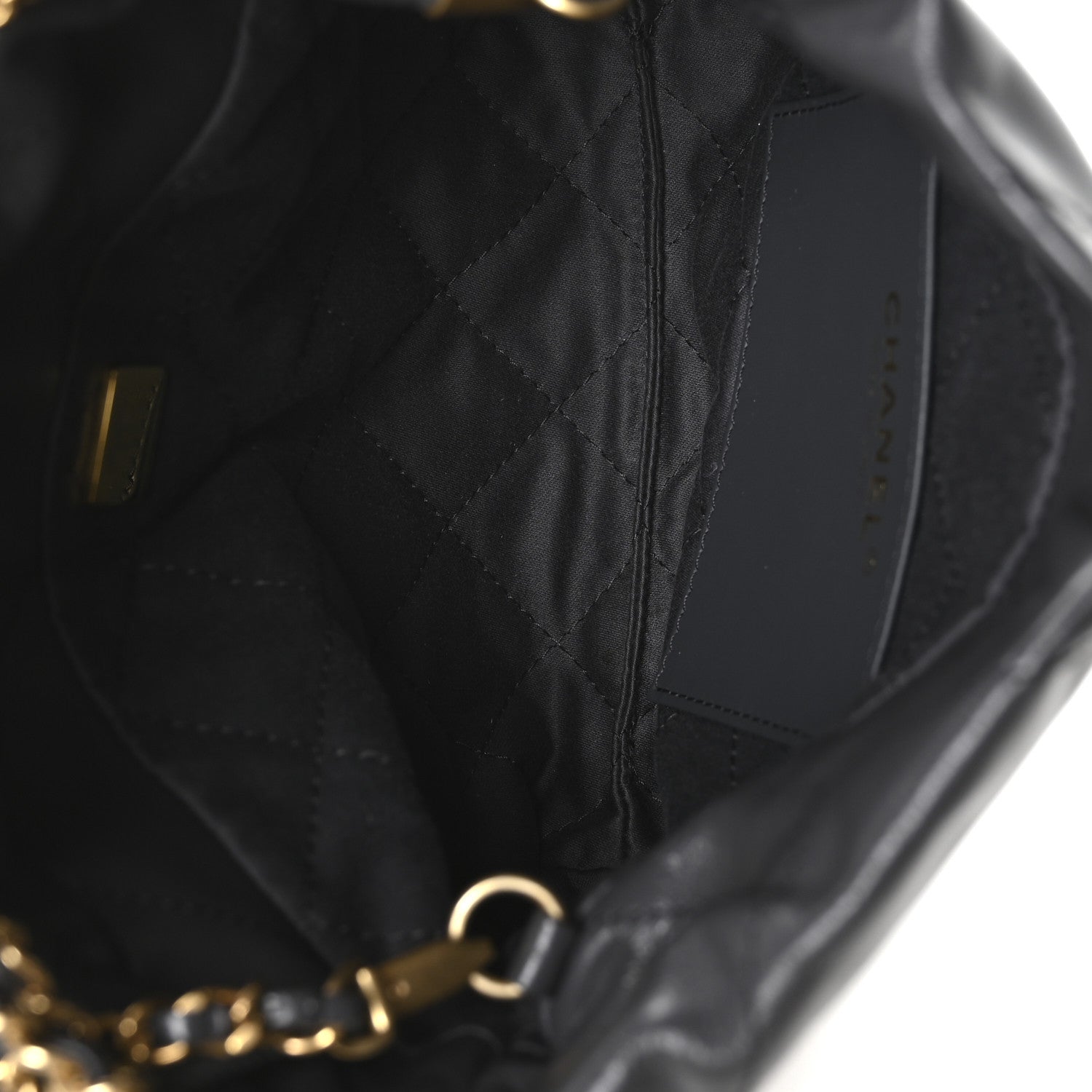 Shiny Calfskin Quilted Mini Chanel 22 Dark Grey
