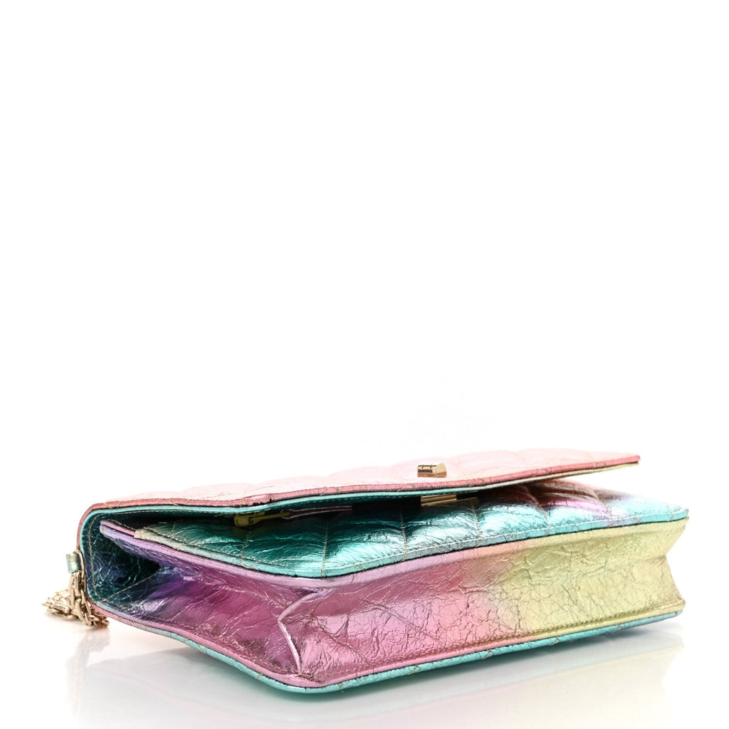 Metallic Goatskin Quilted 2.55 Reissue Wallet on Chain WOC Multicolor