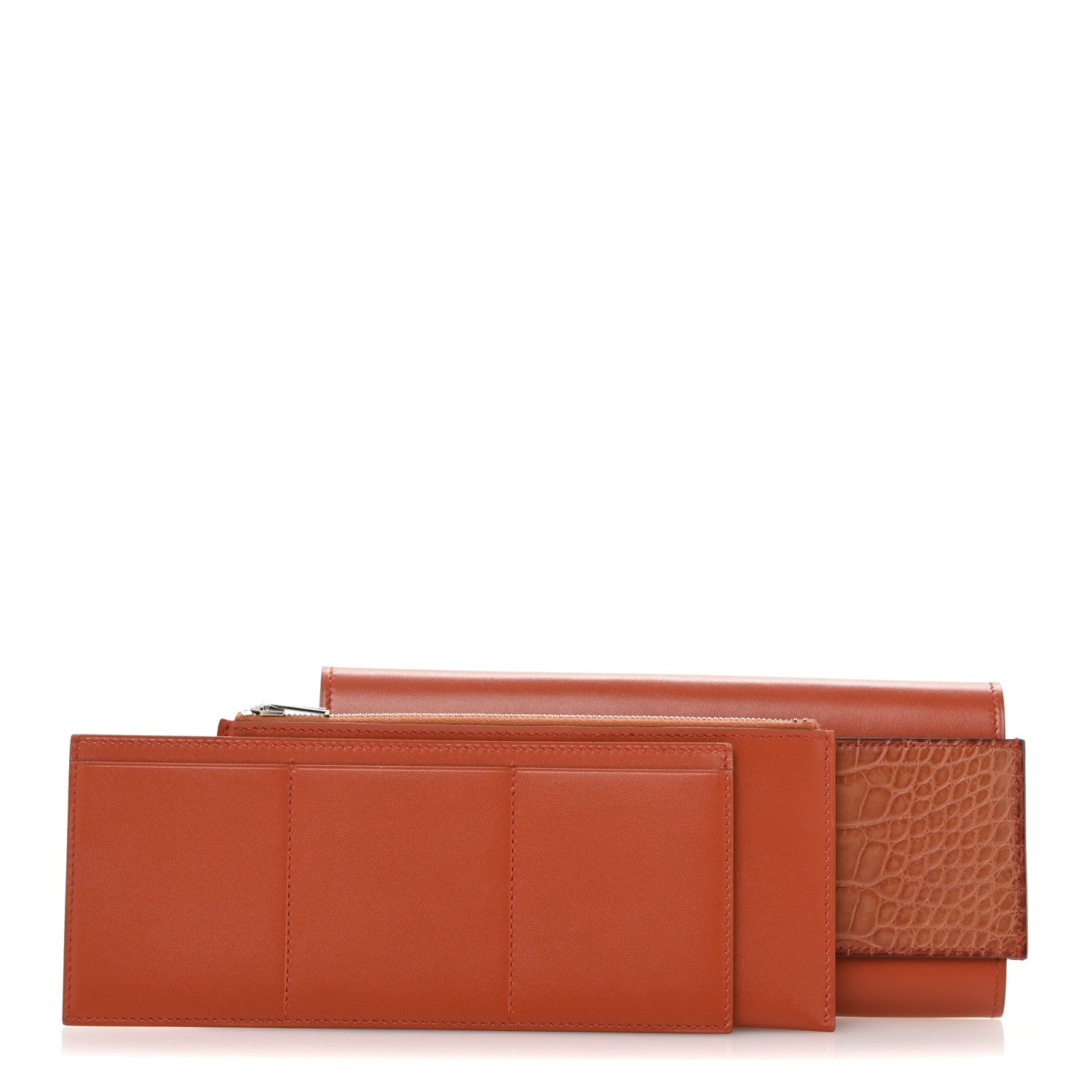 Matte Alligator Tadelakt Passant Long Wallet Terre Battue Cuivre