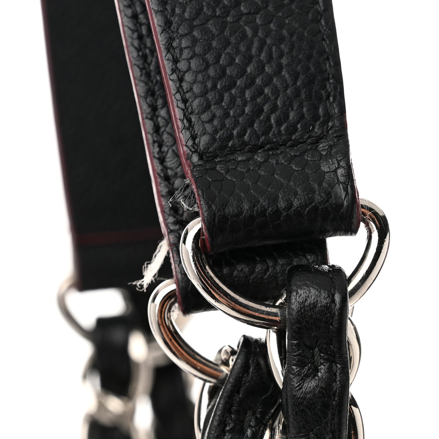 Perforated Grained Calfskin Large Shopping Tote Black