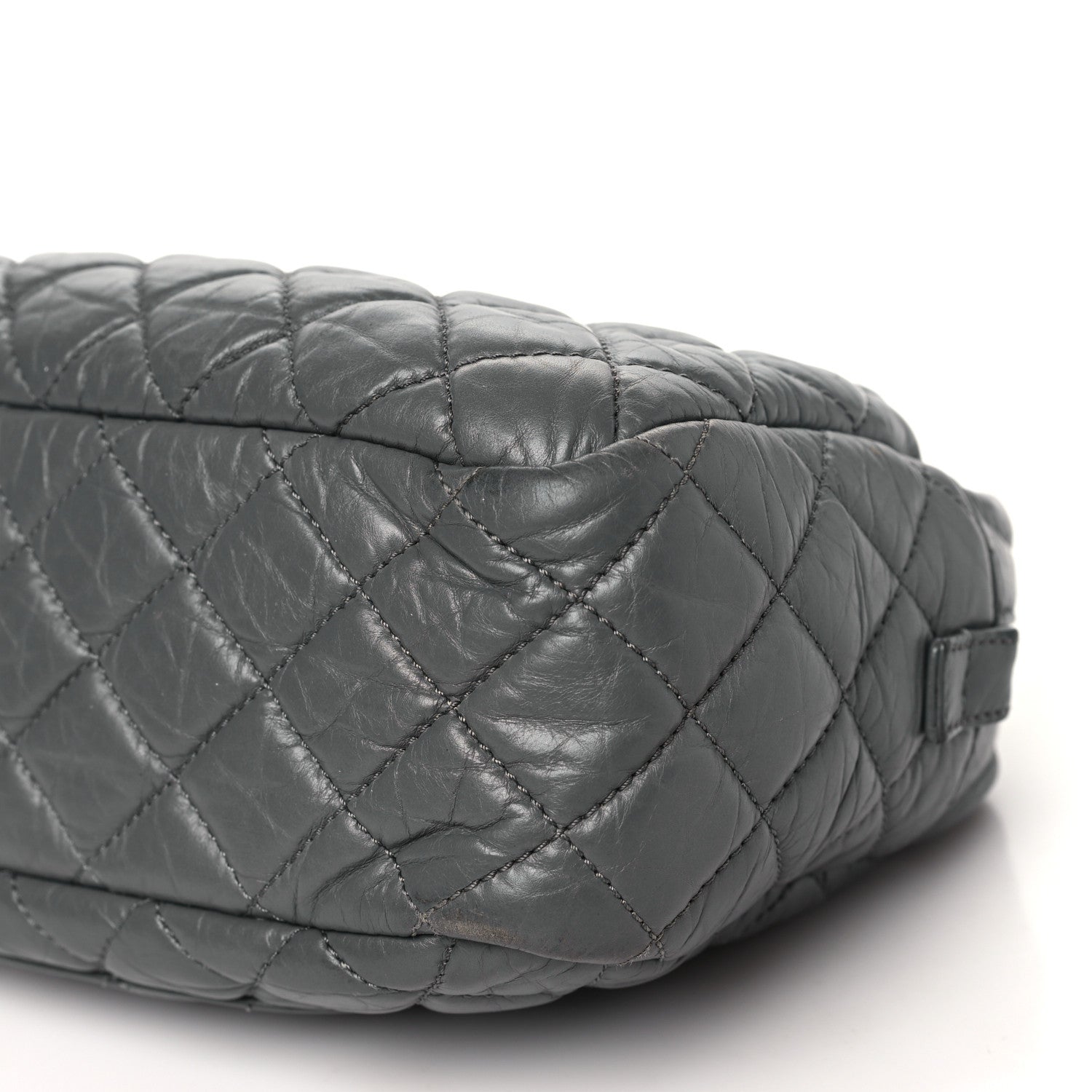 Aged Calfskin Quilted Medium Reissue Camera Case Grey