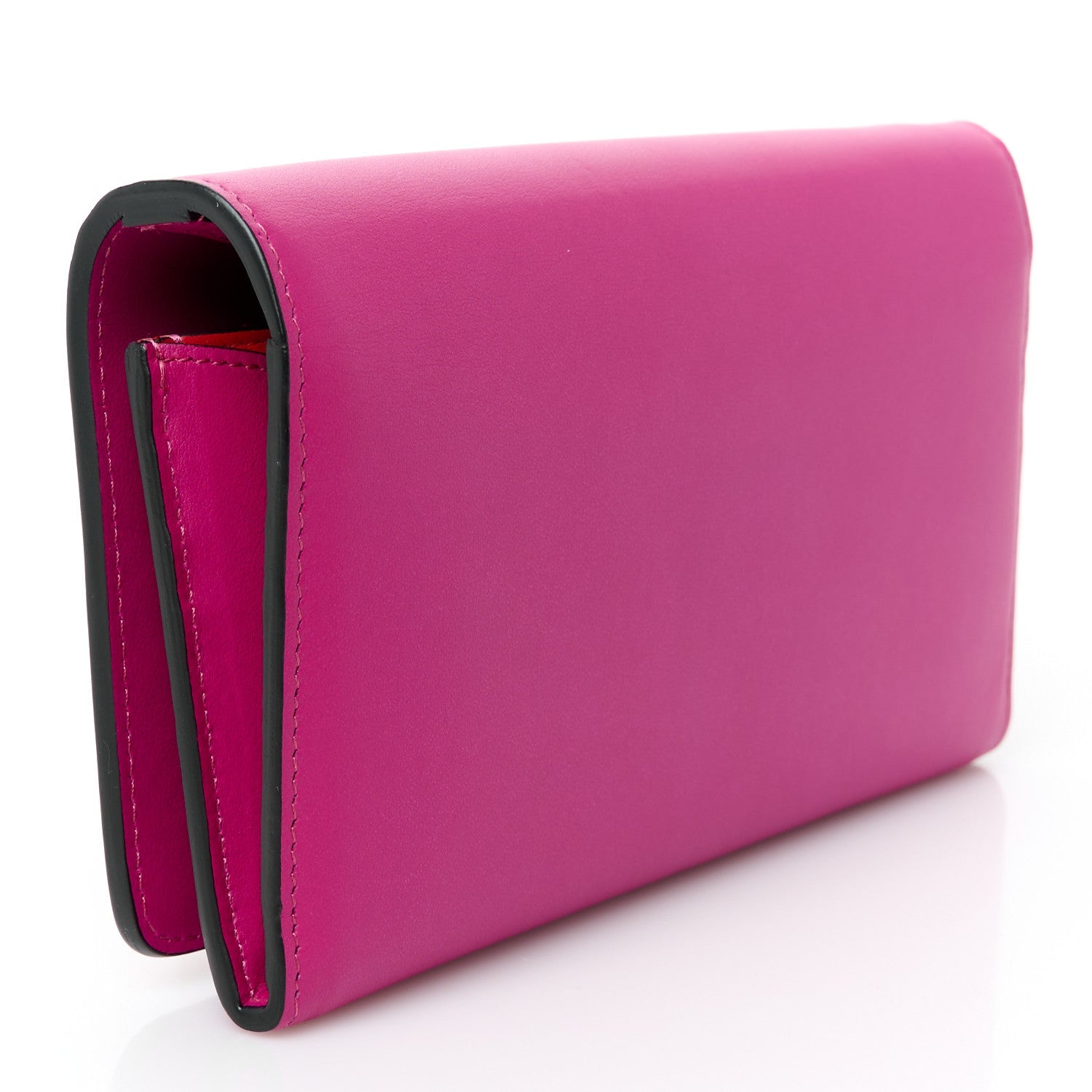 Calfskin Macaron Spiked Flap Wallet Indian Rose