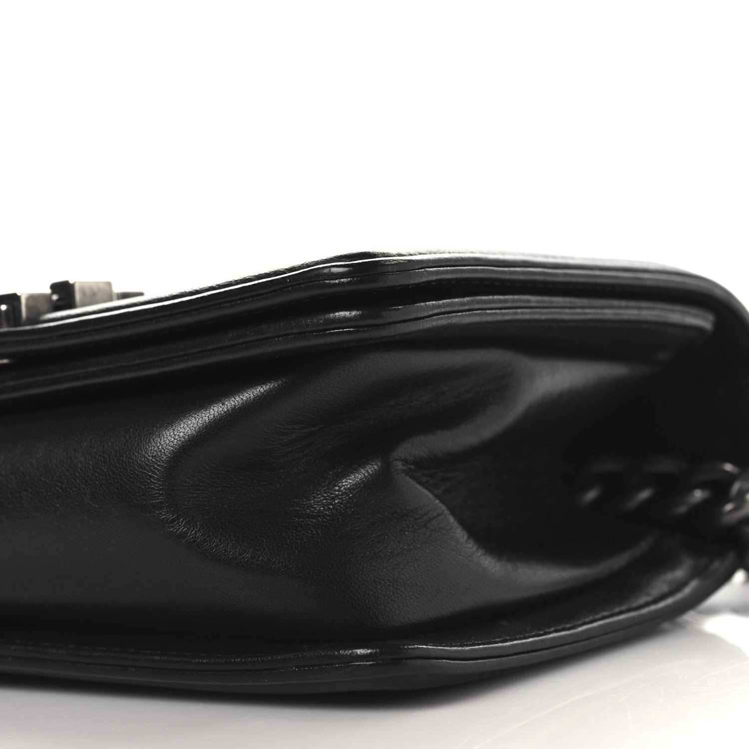Lambskin Quilted Small Boy Flap Black