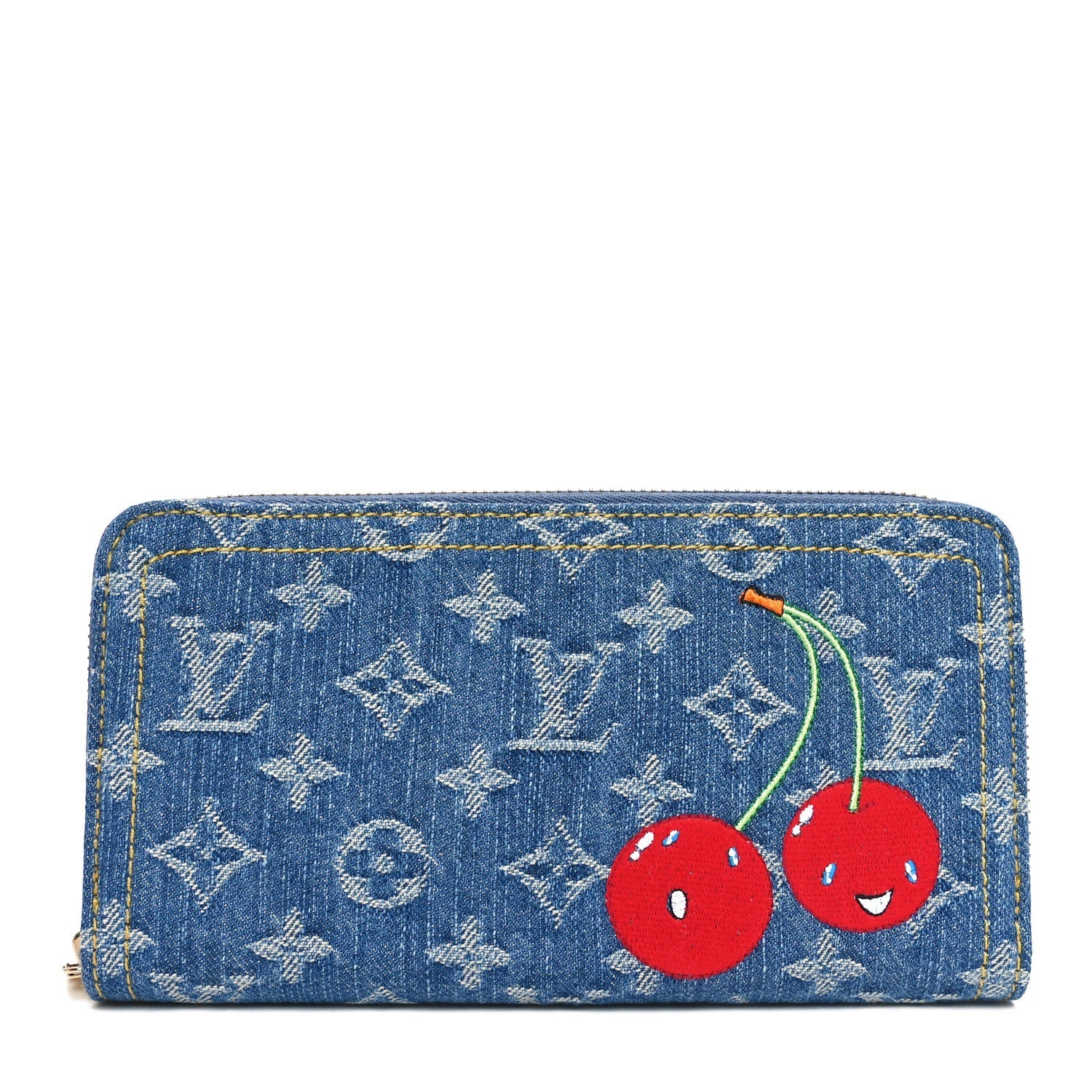 LV X TM Monogram Denim Cerises Zippy Wallet Blue