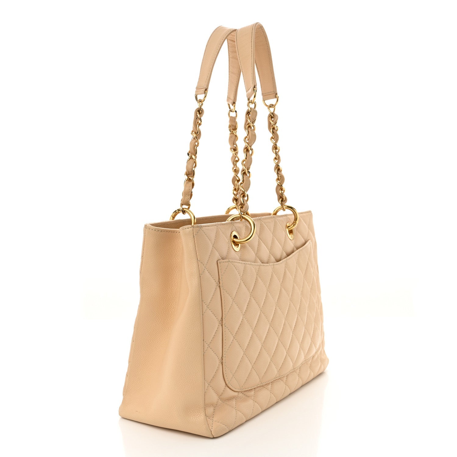Caviar Quilted Grand Shopping Tote GST Beige Clair