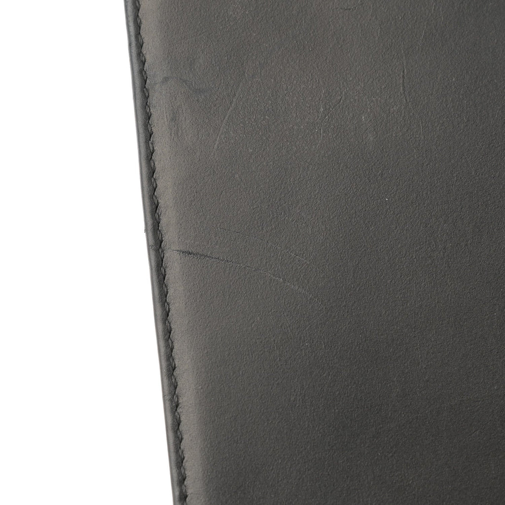 Glazed Calfskin Large Boy Flap Black
