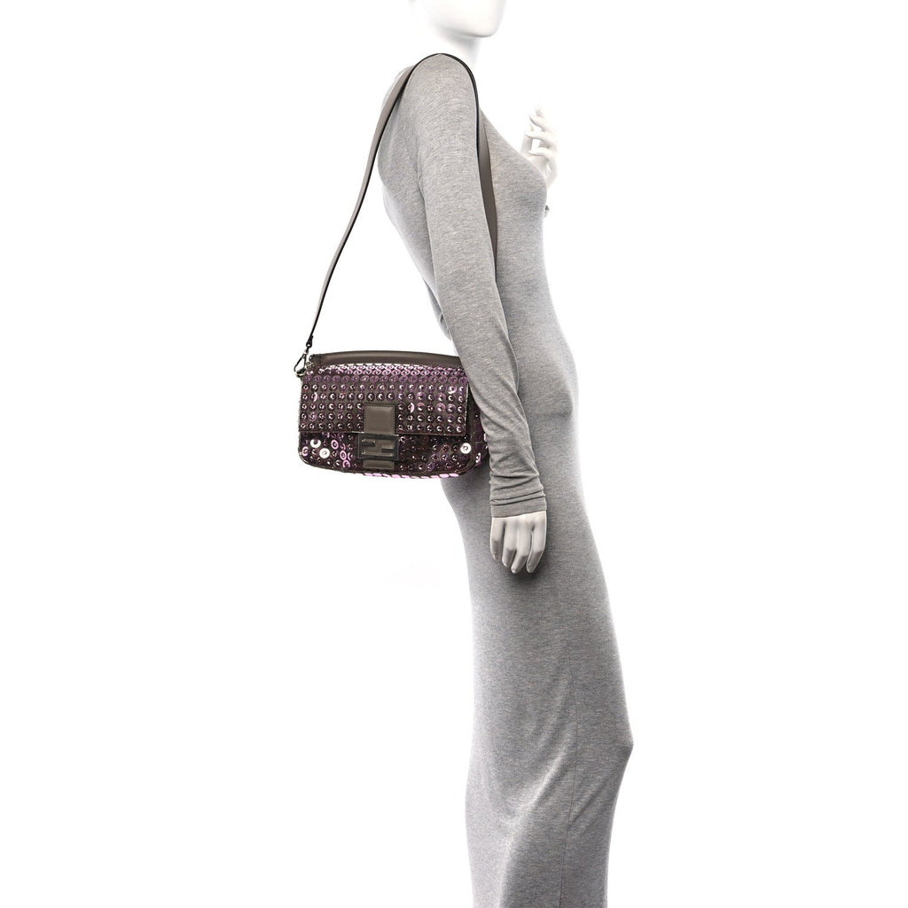 Ricamo Sequin Paillettes Strass Vitello Grace Baguette Rosa Tartufo