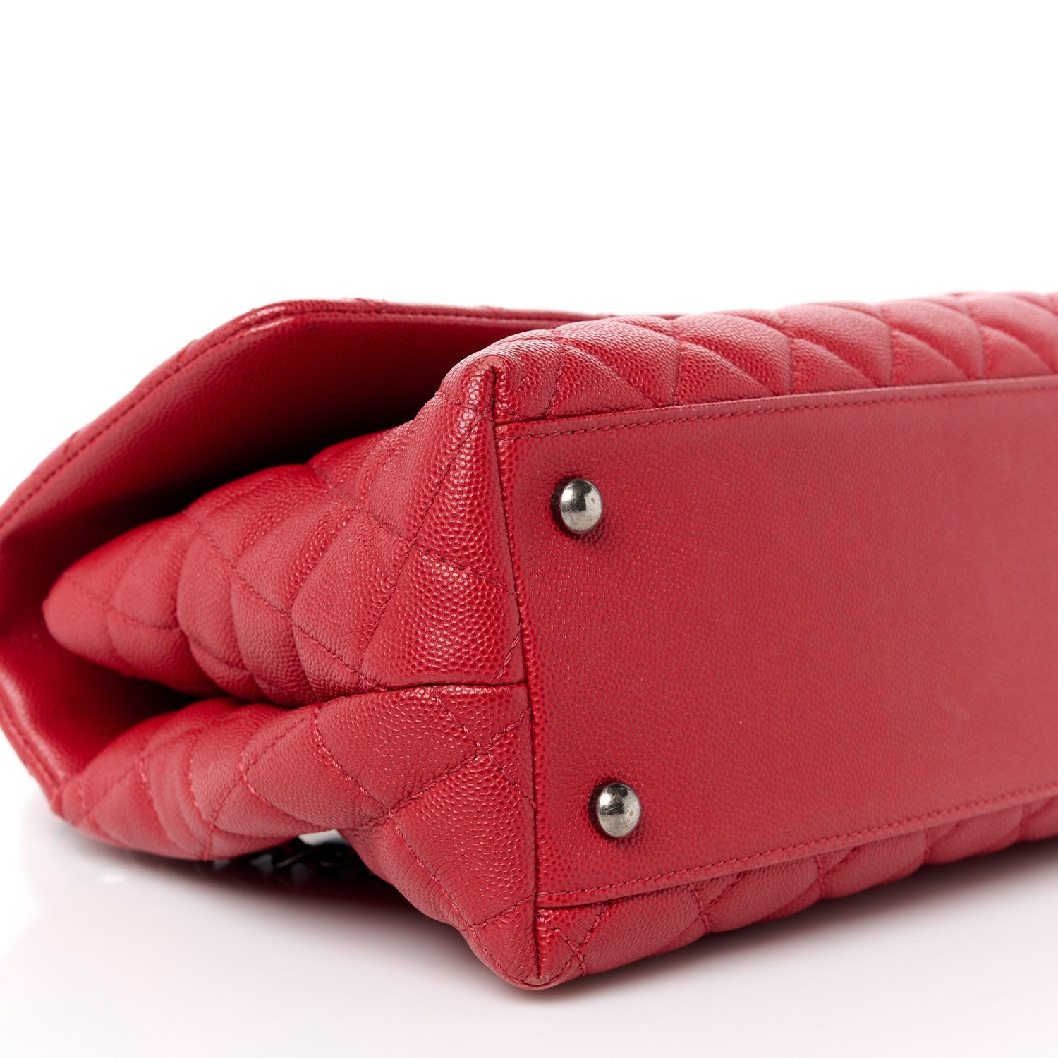 Caviar Quilted Small Coco Handle Flap Red