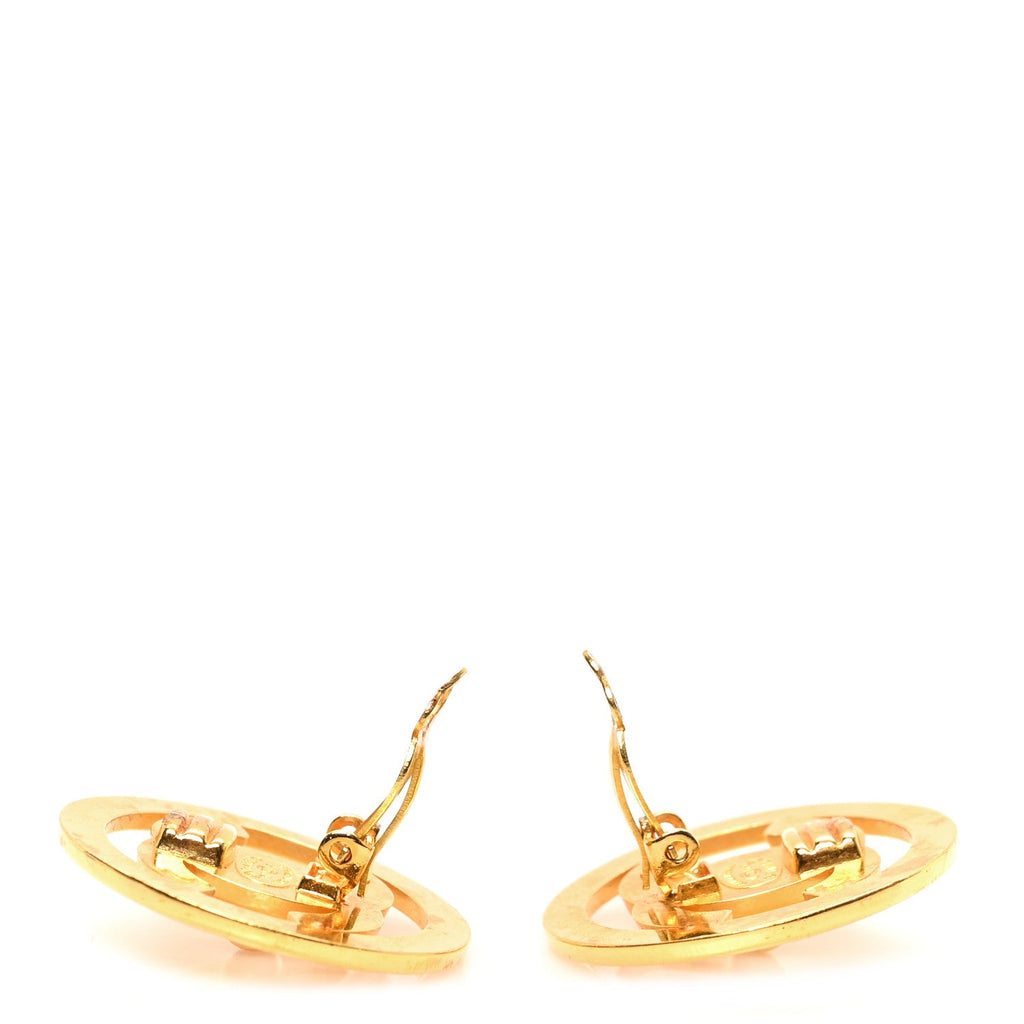 CC Turnlock Large Clip On Earrings Gold