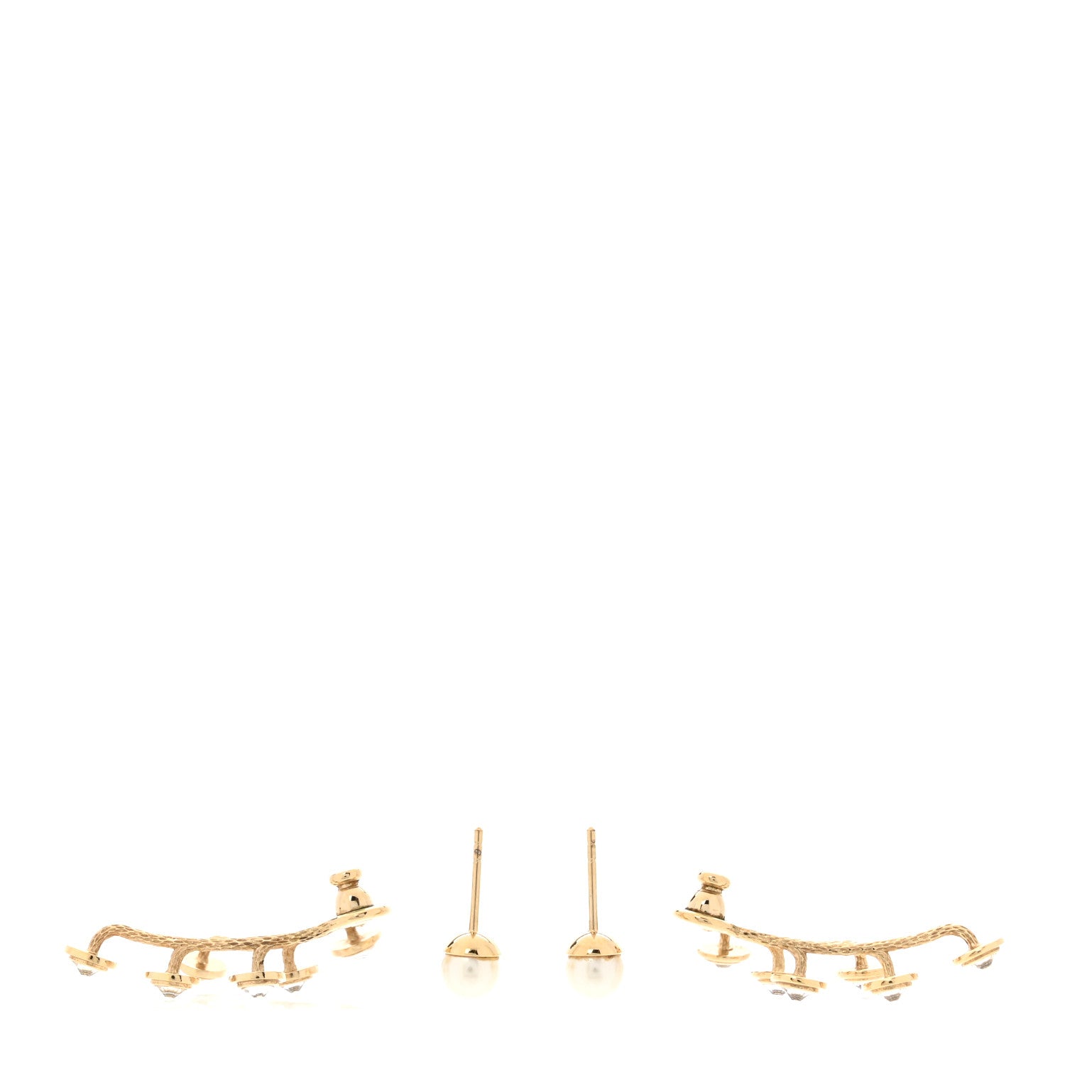 Pearl Crystal Tribales Pendant Earrings Gold