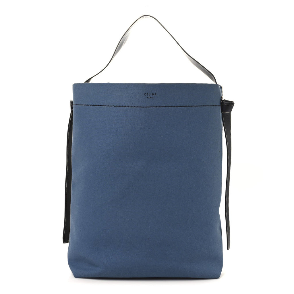 Canvas Calfskin Large Twisted Cabas Beige Blue