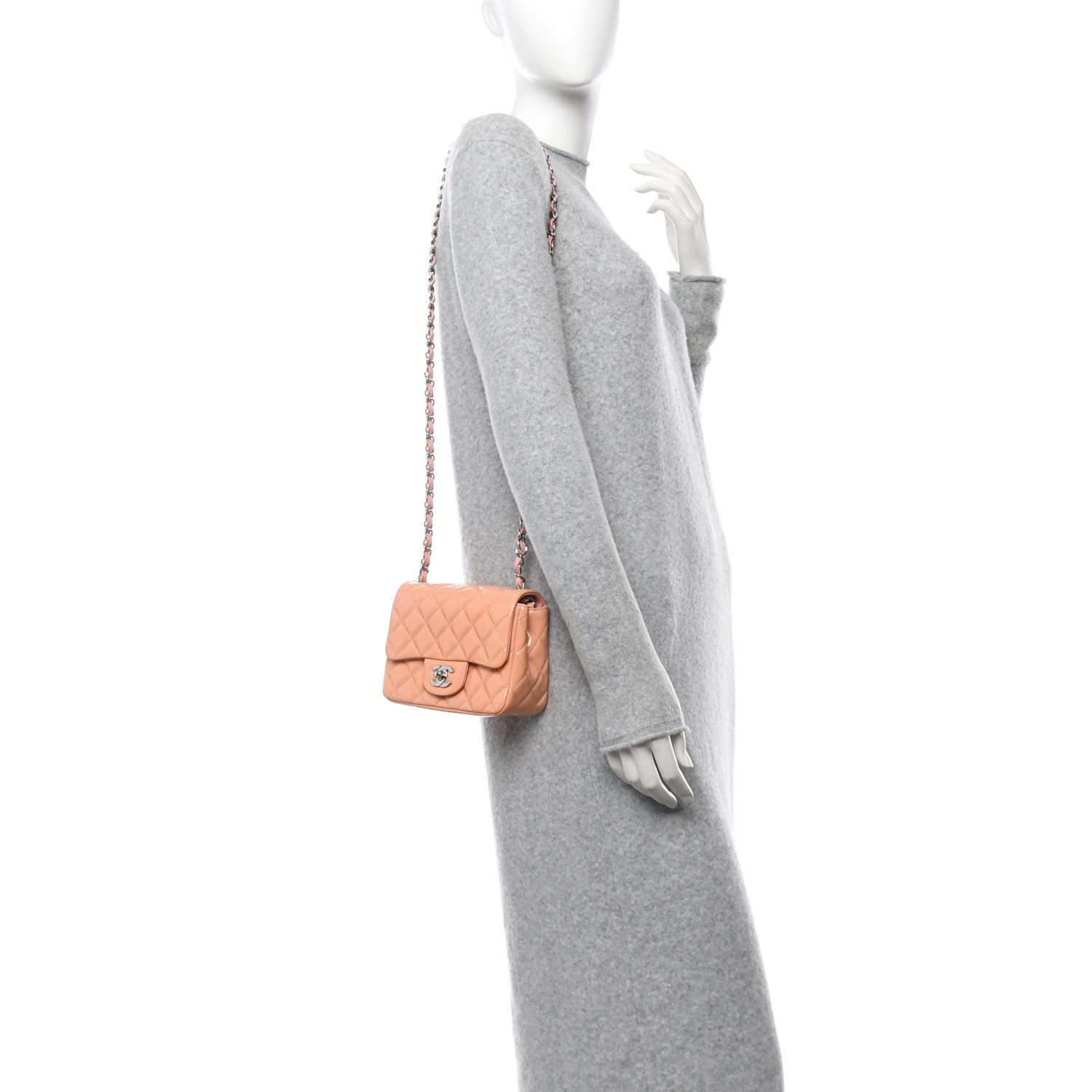 Patent Quilted Mini Square Flap Pink