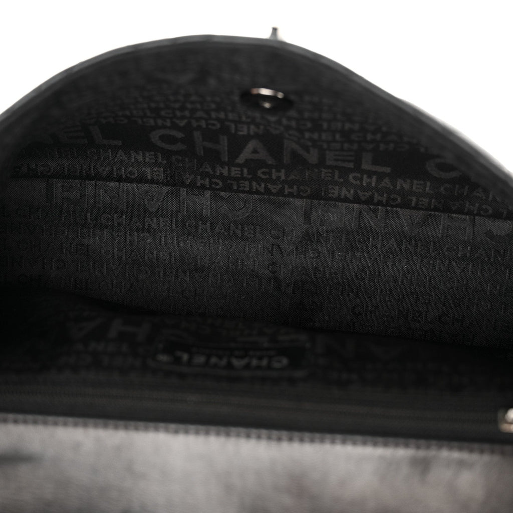 Lambskin Quilted Lady Graphic Flap Black