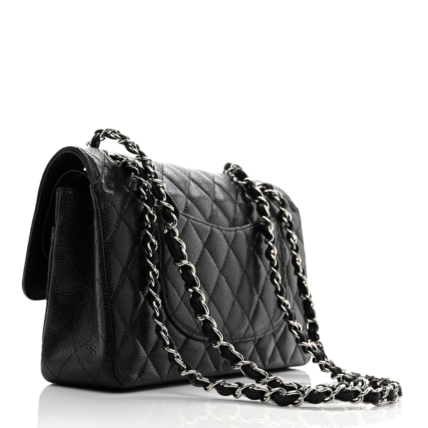 Caviar Quilted Medium Double Flap Black