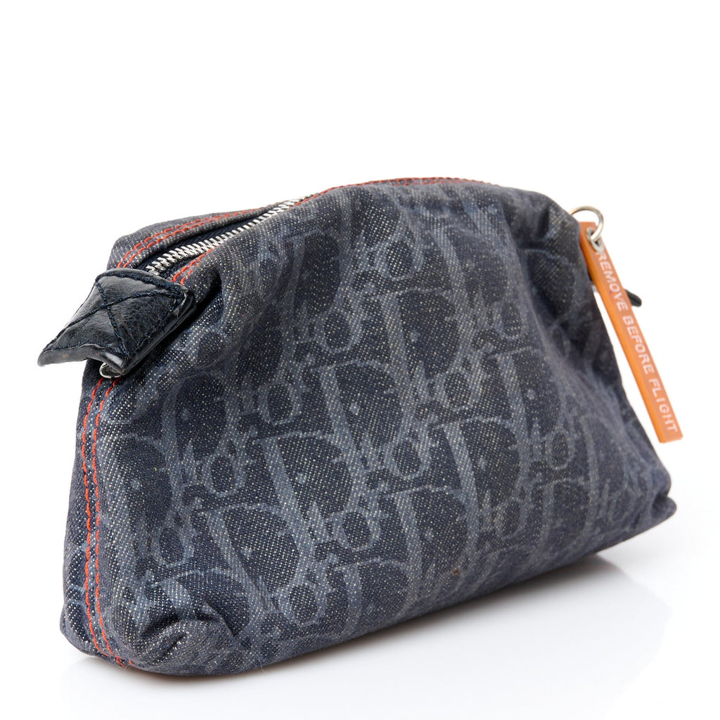 Denim Monogram Flight Trotter Cosmetic Pouch Blue