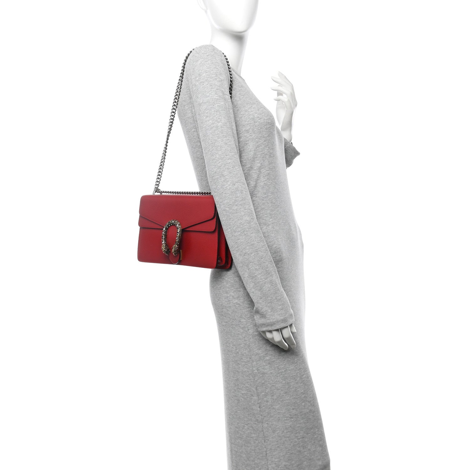 Dollar Calfskin Swarovski Crystal Small Dionysus Shoulder Bag Hibiscus Red