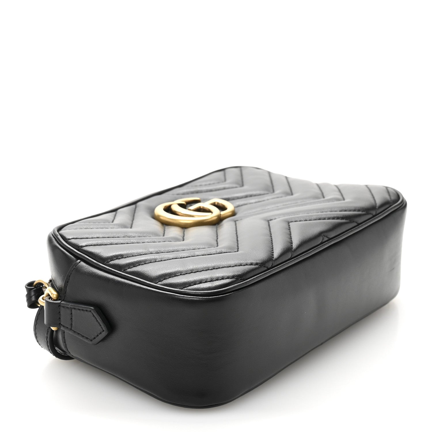 Calfskin Matelasse Small GG Marmont Chain Shoulder Bag Black