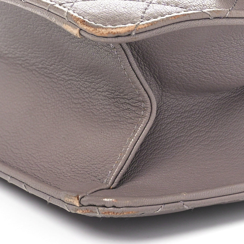 Goatskin Quilted Large CC University Top Handle Flap Grey