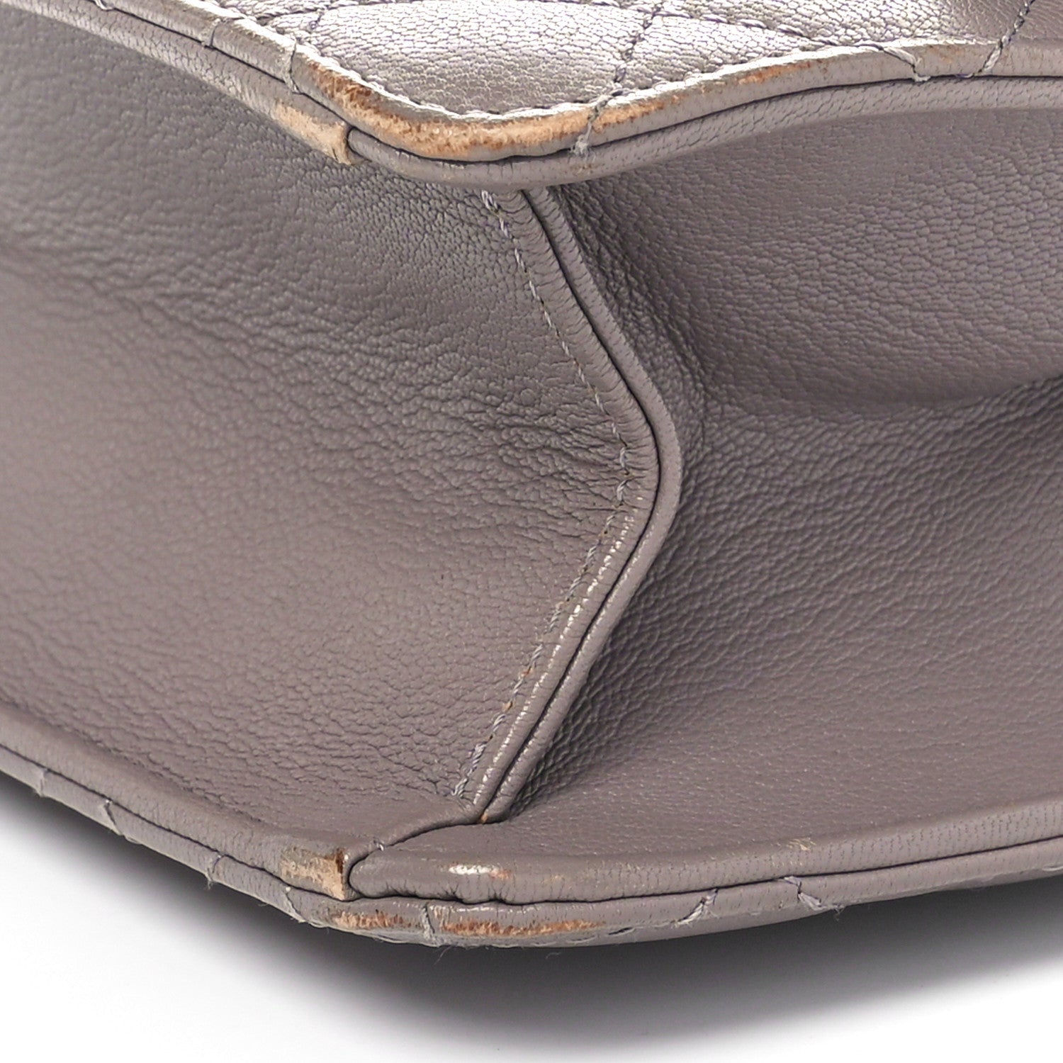 Goatskin Quilted Large CC University Top Handle Flap Grey