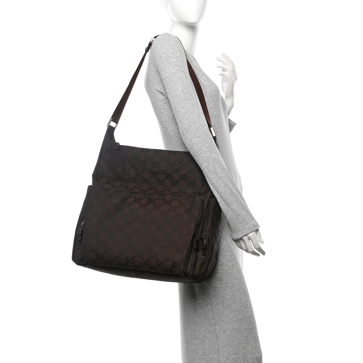 Nylon Monogram Extra Large Satchel Dark Brown