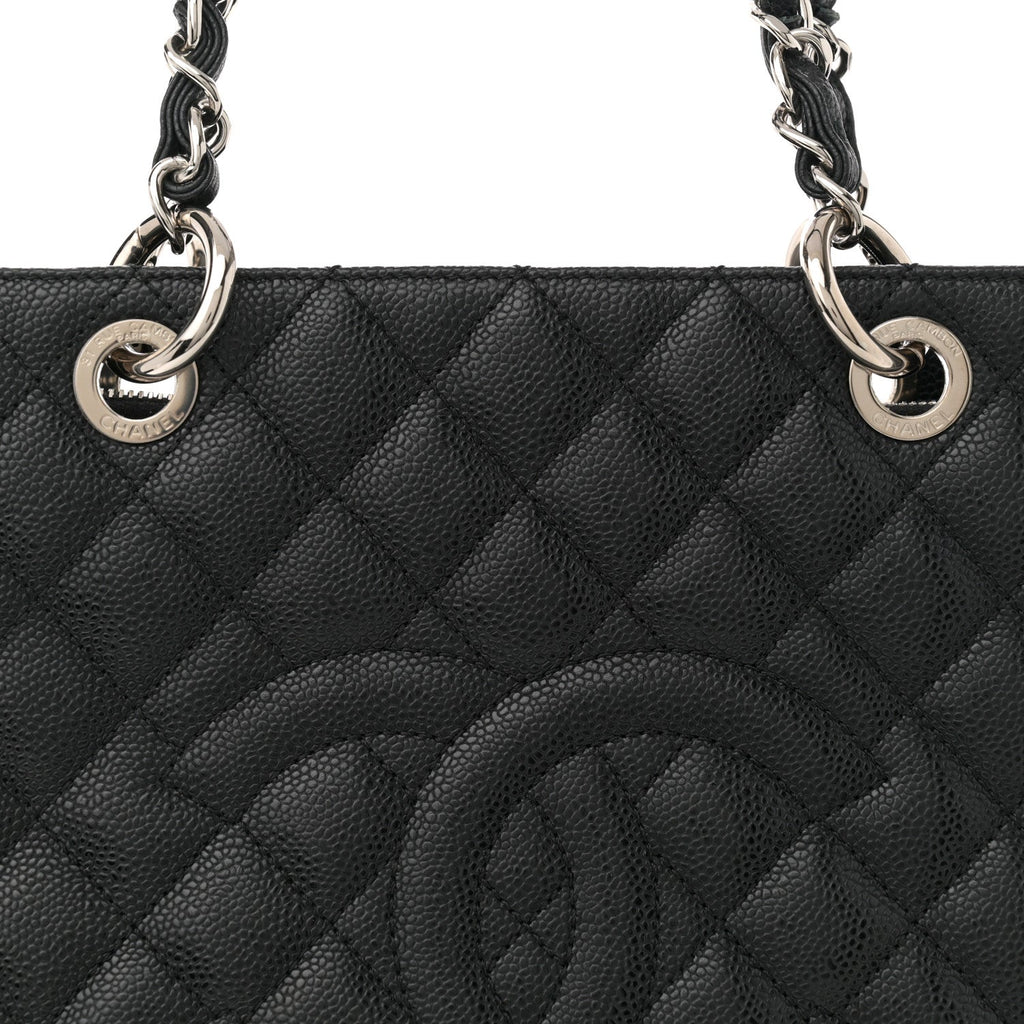 Caviar Quilted Grand Shopping Tote GST Black