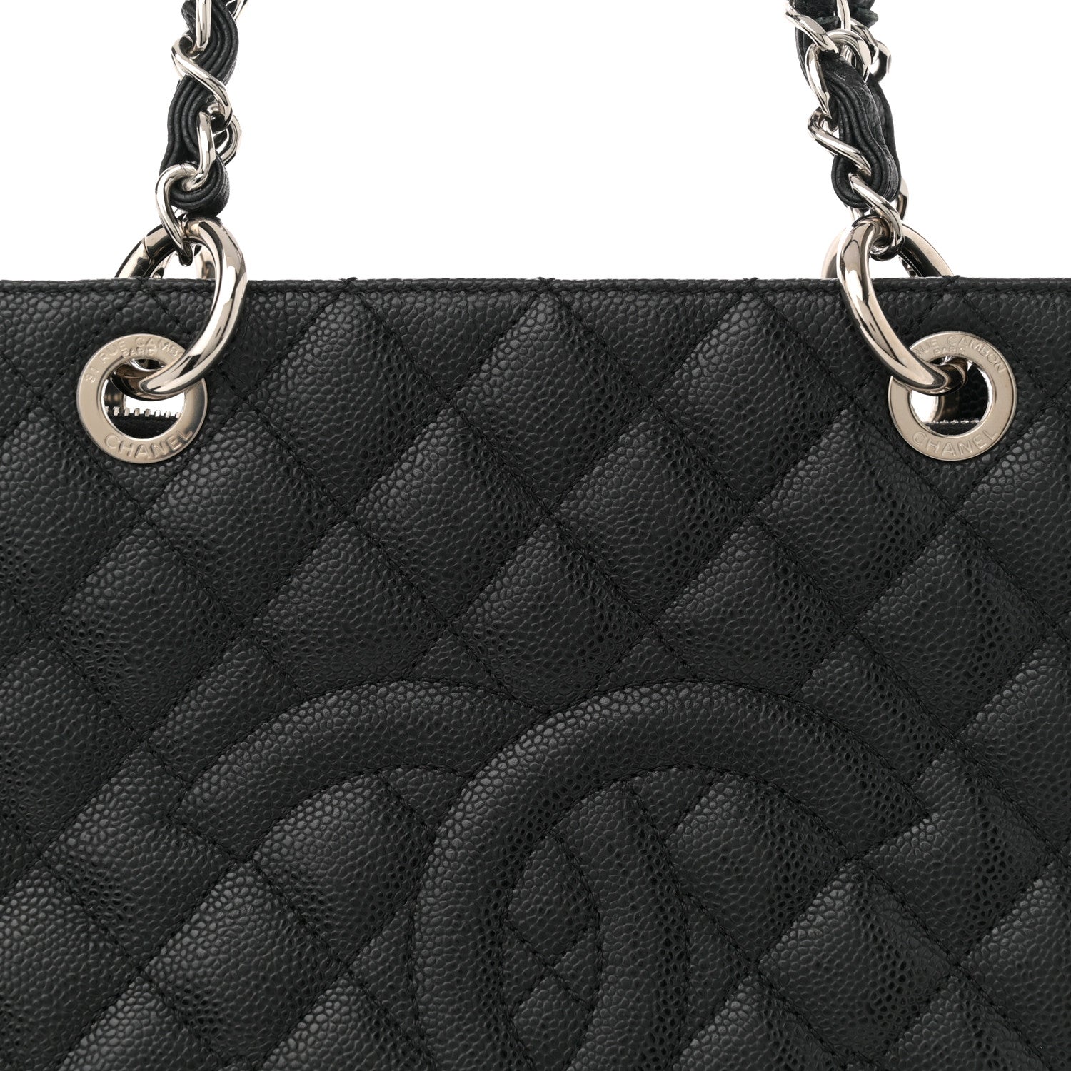 Caviar Quilted Grand Shopping Tote GST Black