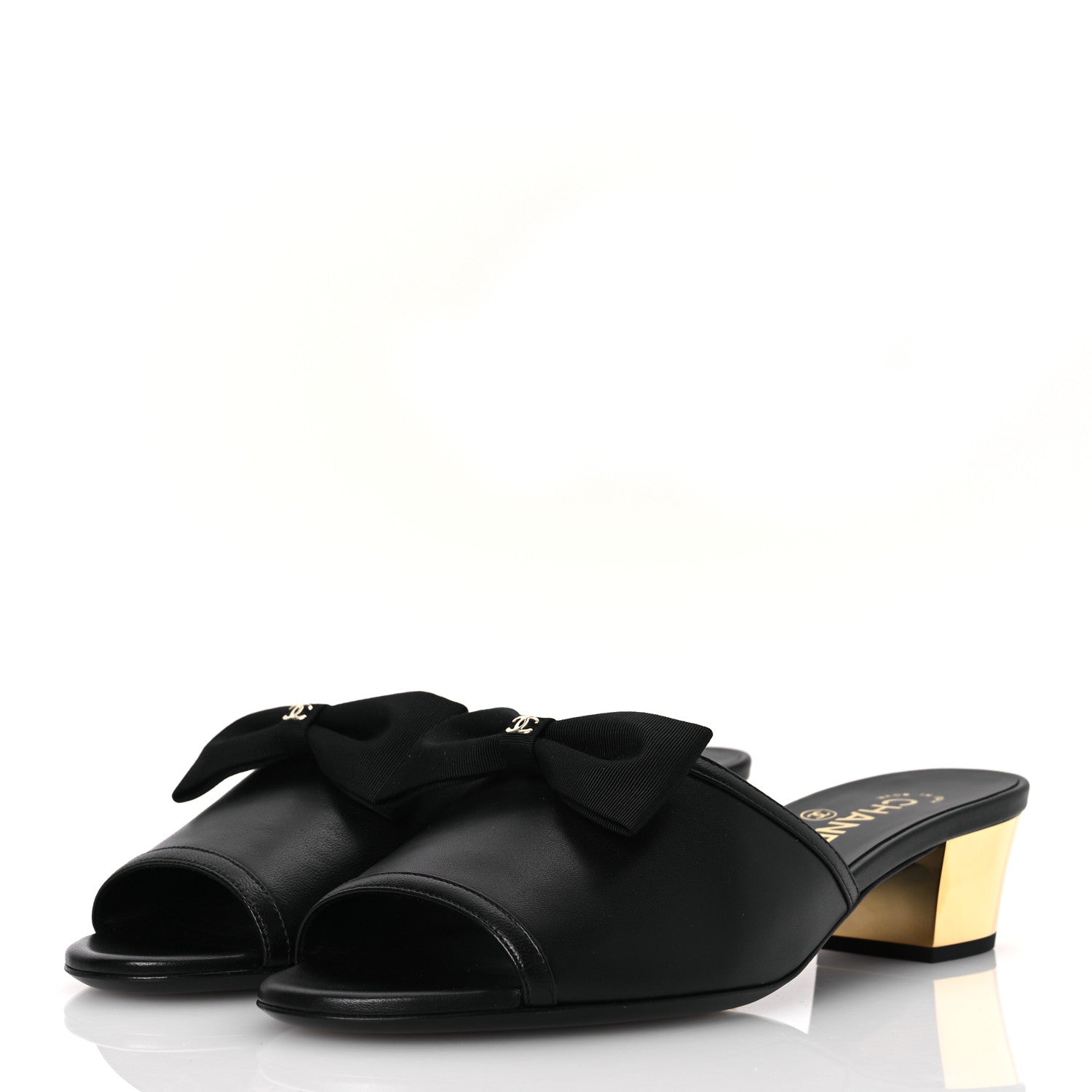 Lambskin CC Mules 38.5 Black