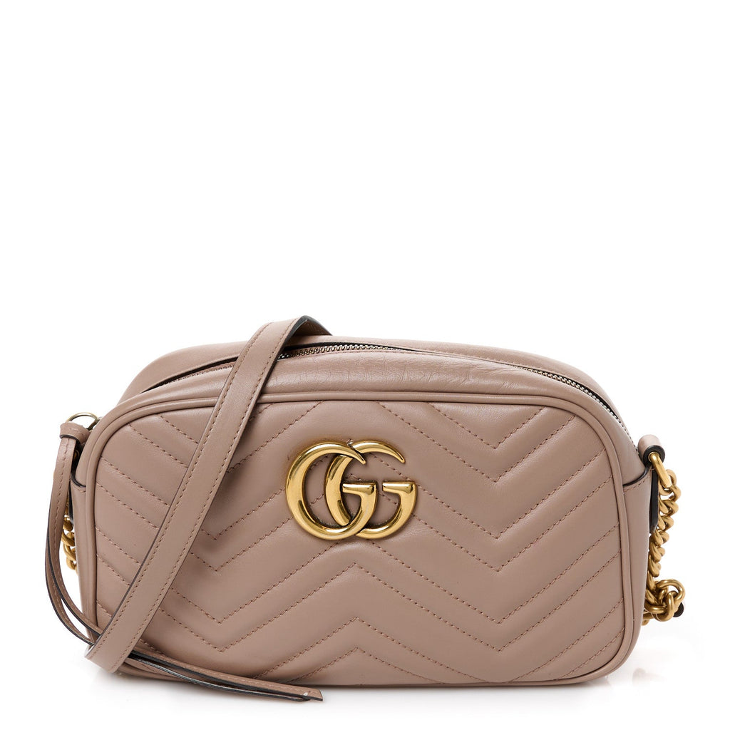 Calfskin Matelasse Small GG Marmont Chain Shoulder Bag Porcelain Rose