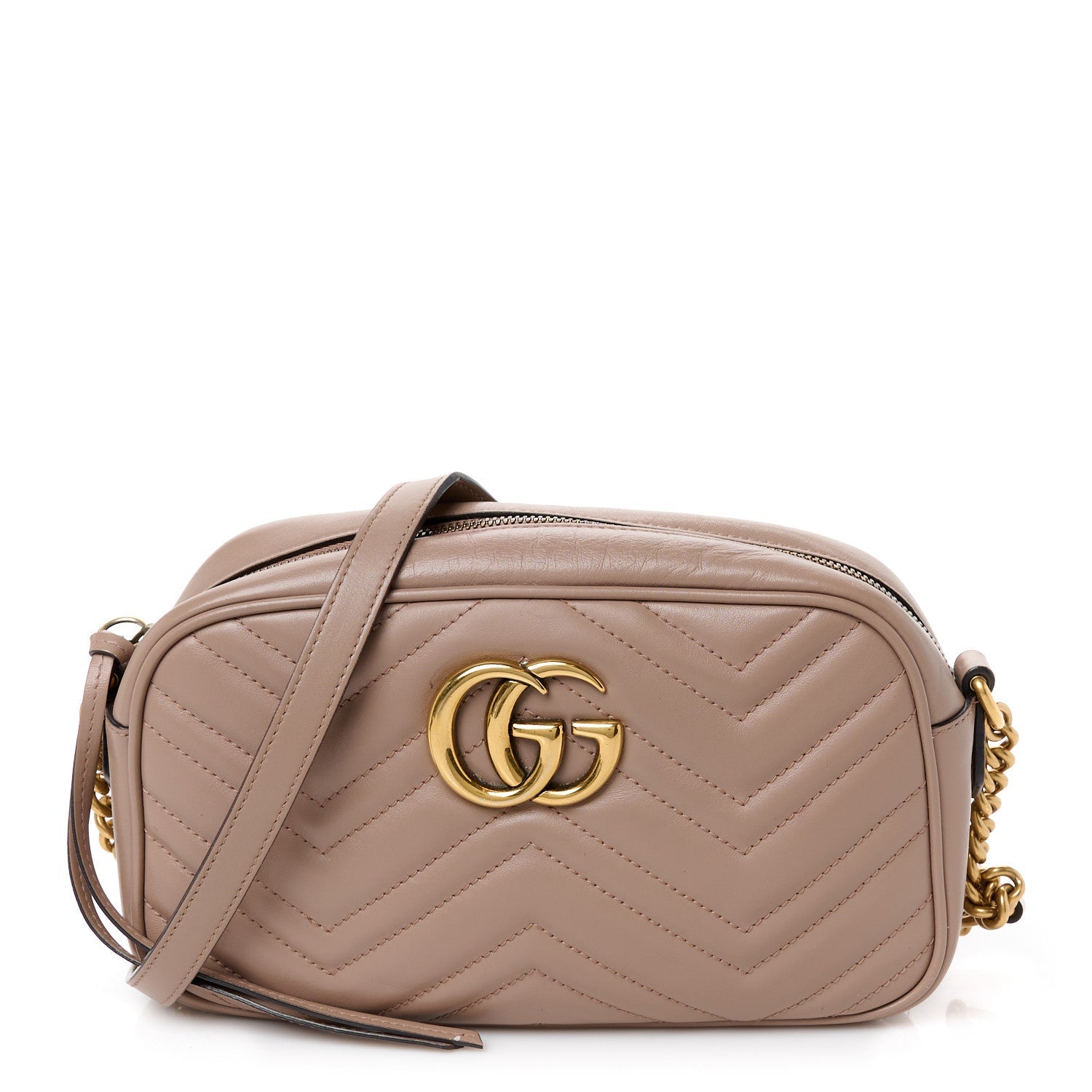 Calfskin Matelasse Small GG Marmont Chain Shoulder Bag Porcelain Rose