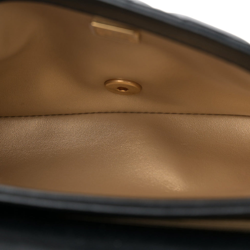 Shiny Lambskin Quilted Enamel CC Small Flap Black