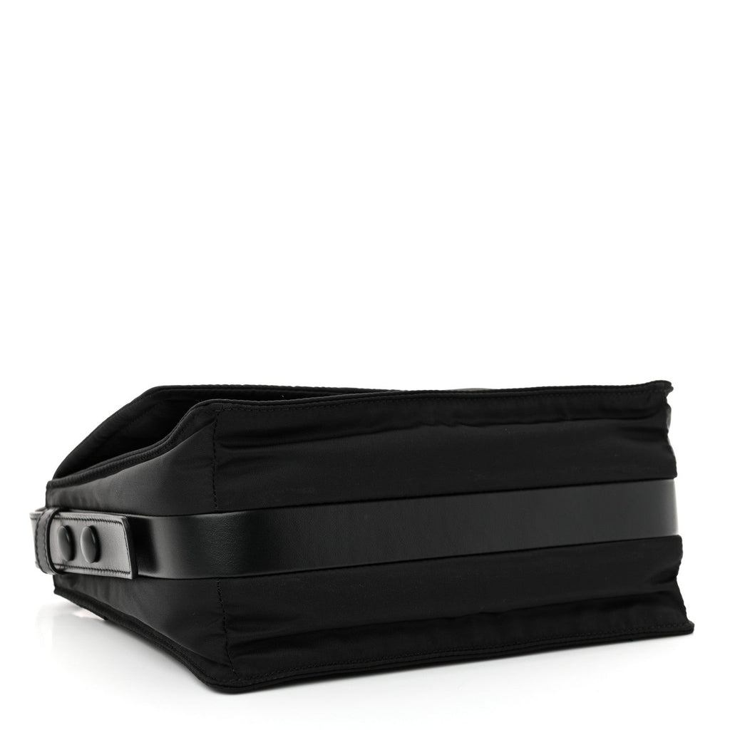 Re-Nylon Vitello Padded Small Flap Shoulder Bag Black