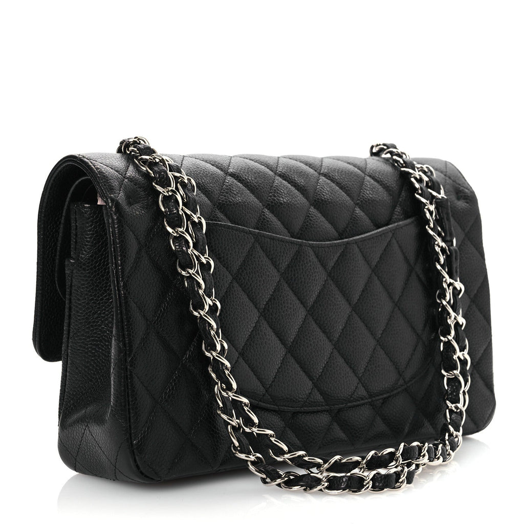 Caviar Quilted Medium Double Flap Black