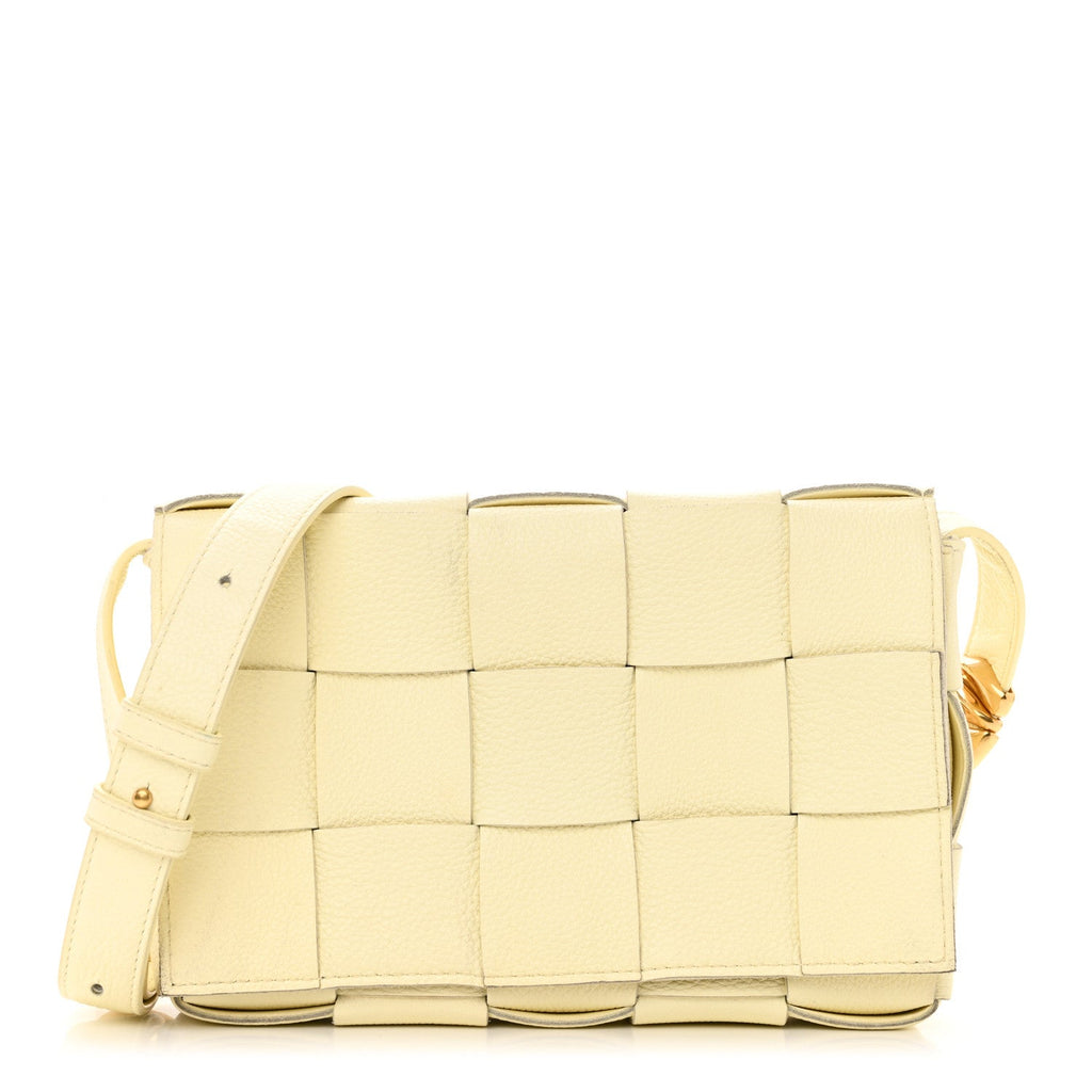 Grained Calfskin Maxi Intrecciato Cassette Crossbody Bag Ice Cream