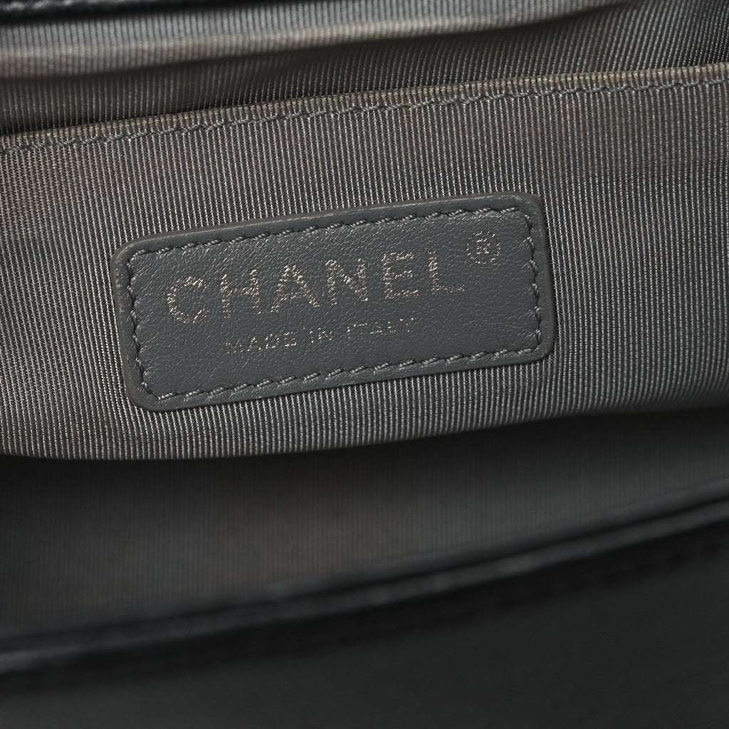 Calfskin Quilted Double Stitch Medium Boy Flap Black