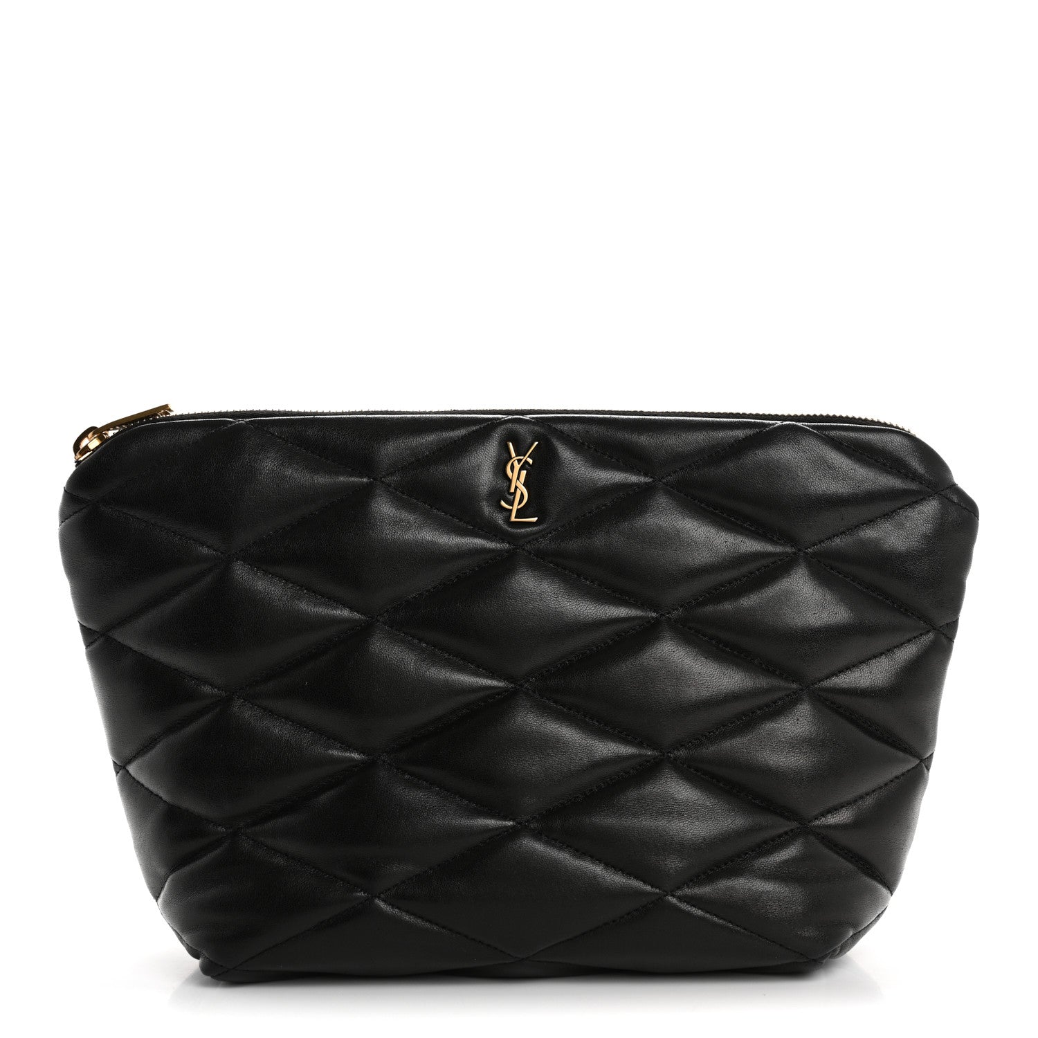 Lambskin Monogram Medium Sade Puffer Pouch Black