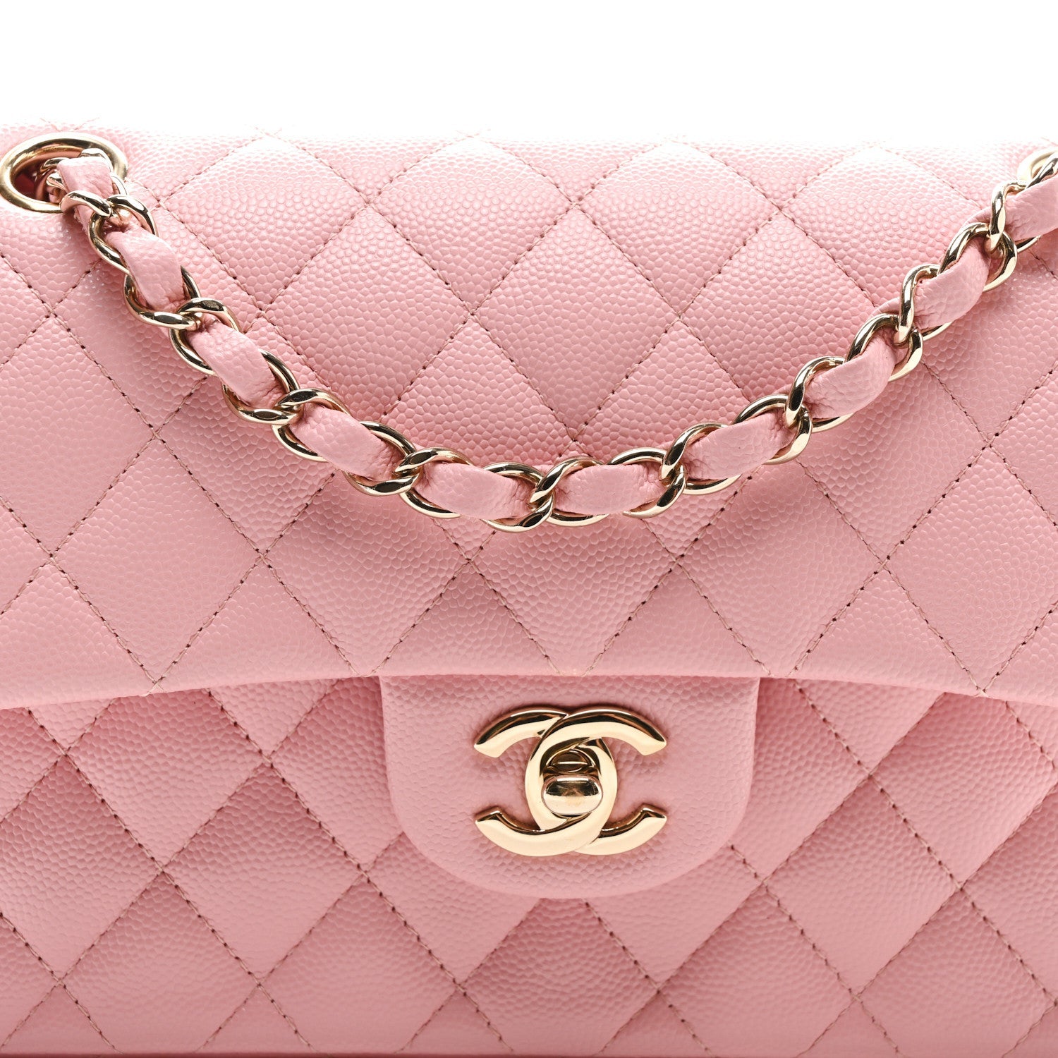 Caviar Quilted Small Double Flap Pink