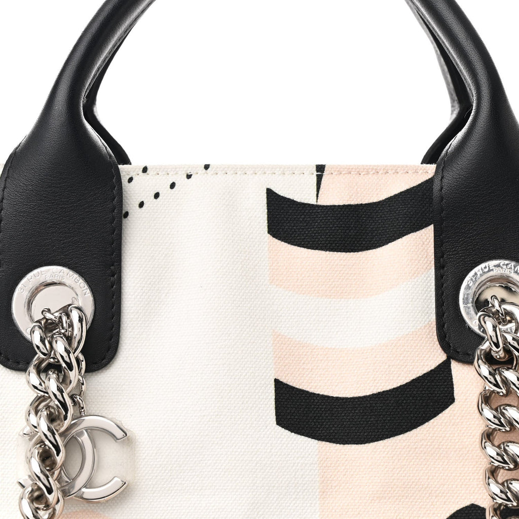 Canvas Cruise Print Tote Pink White Black