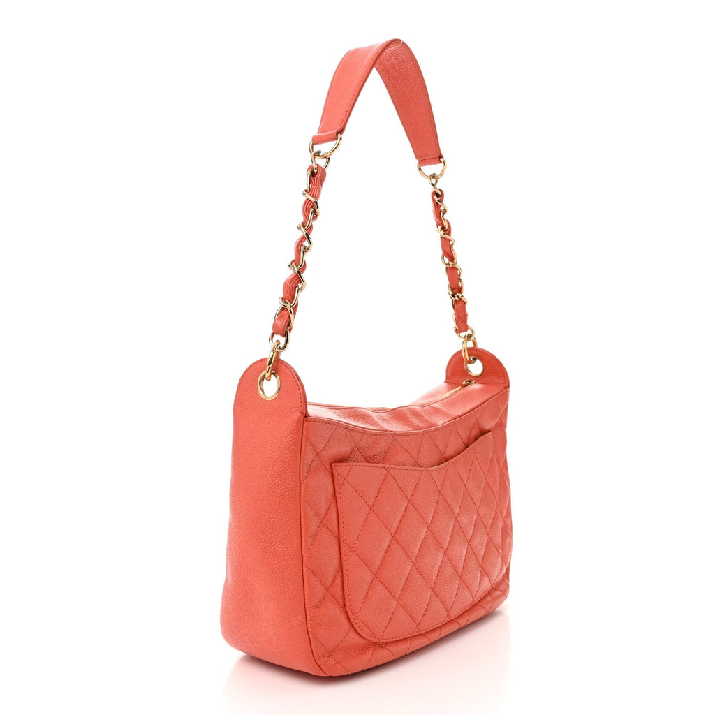 Caviar Quilted Timeless CC Shoulder Bag Coral