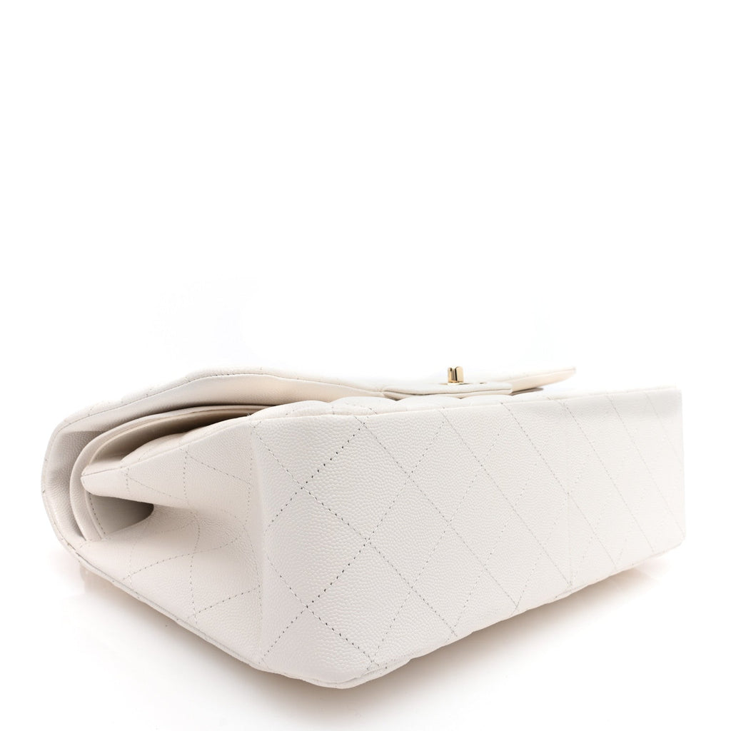 Caviar Quilted Jumbo Double Flap White
