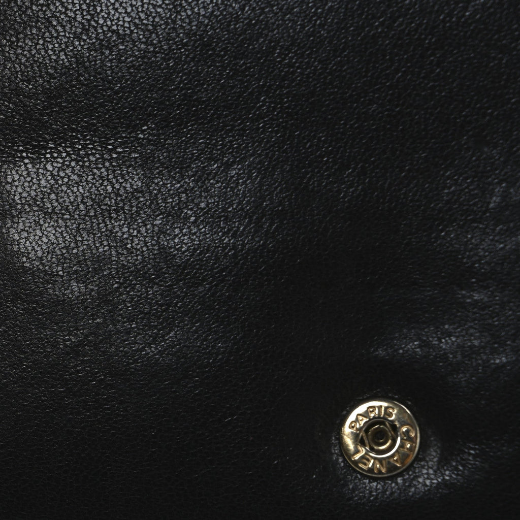 Sheepskin Quilted Mini Vintage Mademoiselle Wallet On Chain WOC Black