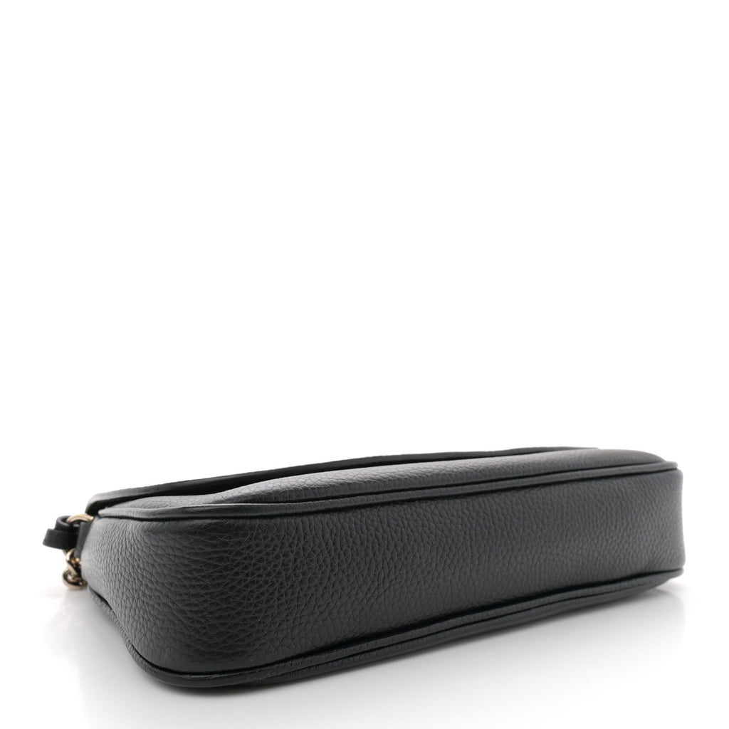 Pebbled Calfskin Medium Soho Flap Crossbody Black